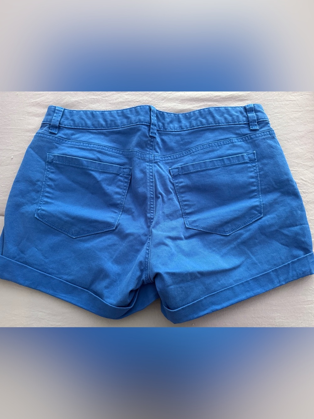 LOFT Cobalt Blue Women’s Chino Cuffed Hem Shorts Size 8 Cute Coastal Y2K July 4 - Picture 8 of 8